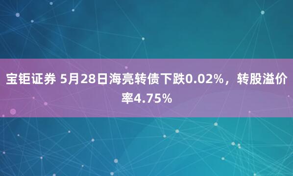 宝钜证券 5月28日海亮转债下跌0.02%，转股溢价率4.75%
